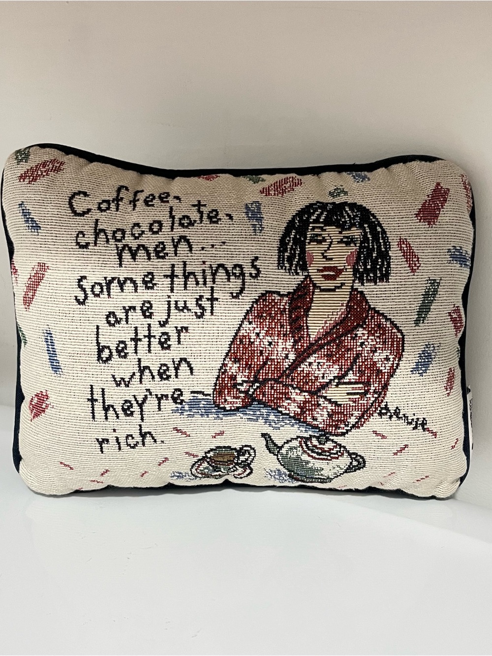 Vintage Hallmark Shoebox Woven Tapestry Accent Throw Pillow 12”x8”